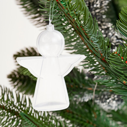 TG68989 BOMBKA AKRYLOWY ANIOŁ SKŁADANY ZAWIESZKA PLASTIK DECOUPAGE PRZEŹROCZYSTA