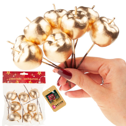 TG69139-3 JABŁUSZKA JABUŁKA NA DRUCIKU PIKU OZDOBNE WIANKI STROIKI 8 SZT