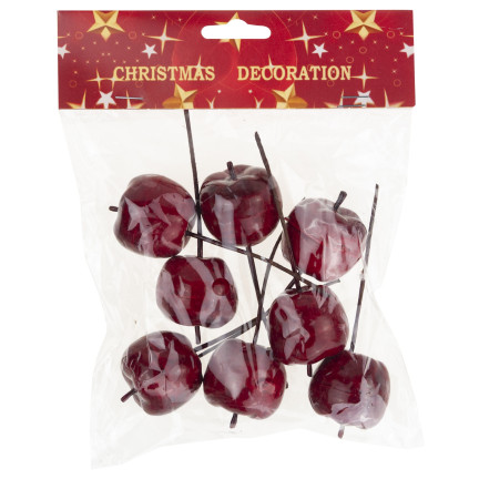 TG69139-4 JABŁUSZKA ZŁOTE JABUŁKA NA DRUCIKU PIKU OZDOBNE WIANKI STROIKI 8 SZT