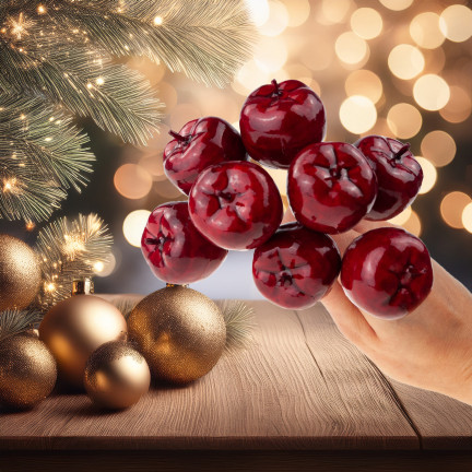 TG69139-4 JABŁUSZKA ZŁOTE JABUŁKA NA DRUCIKU PIKU OZDOBNE WIANKI STROIKI 8 SZT