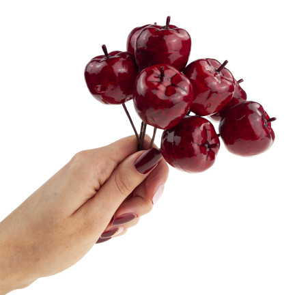 TG69139-4 JABŁUSZKA ZŁOTE JABUŁKA NA DRUCIKU PIKU OZDOBNE WIANKI STROIKI 8 SZT