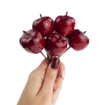 TG69139-4 JABŁUSZKA ZŁOTE JABUŁKA NA DRUCIKU PIKU OZDOBNE WIANKI STROIKI 8 SZT