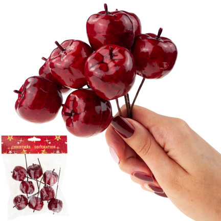 TG69139-4 JABŁUSZKA ZŁOTE JABUŁKA NA DRUCIKU PIKU OZDOBNE WIANKI STROIKI 8 SZT