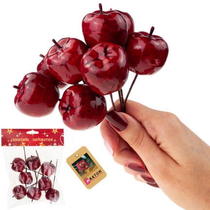 TG69139-4 JABŁUSZKA ZŁOTE JABUŁKA NA DRUCIKU PIKU OZDOBNE WIANKI STROIKI 8 SZT