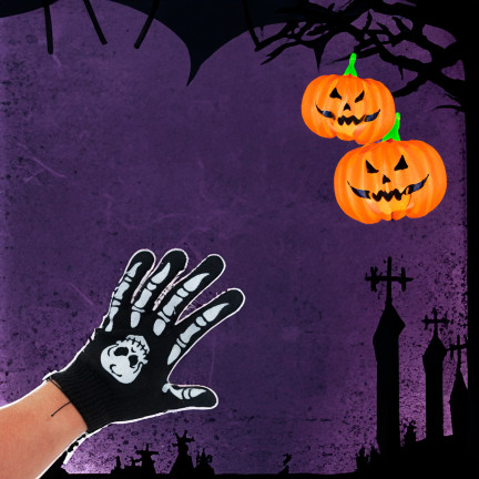 TG70218 TG70218 RĘKAWICZKI NA HALLOWEEN KOŚCIOTRUP SZKIELET PRZEBRANIE KOSTIUM ROZMIAR UNIWERSALNY