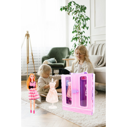 TG71165 LALKA + SZAFA DLA LALEK GARDEROBA + UBRANIA BUTY ZESTAW PREZENT AKCESORIA