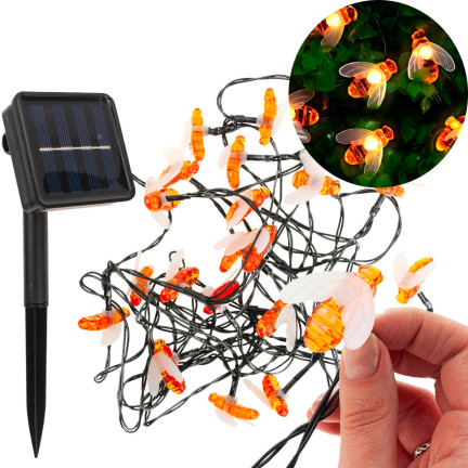 TG71285 GIRLANDA LAMPKI SOLARNE PSZCZOŁY ZESTAW LAMPEK 20 LED OGRODOWE PSZCZÓŁKI