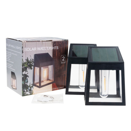 TG71390 Lampa solarna kinkiet, lampka ścienna, żarówka led 2szt., czujnik zmierzchu