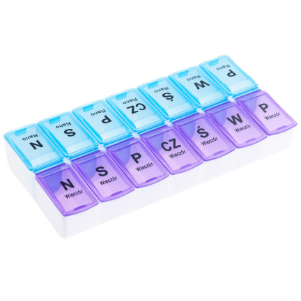 TG71401 POJEMNIK KASETKA NA LEKI TABLETKI PUDEŁKO ORGANIZER 7 DNI TYDZIEŃ RANO WIECZÓR
