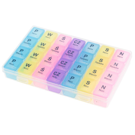 TG71403 POJEMNIK KASETKA NA LEKI TABLETKI PUDEŁKO ORGANIZER 7 DNI TYDZIEŃ 4 PORY DNIA