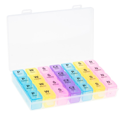 TG71403 POJEMNIK KASETKA NA LEKI TABLETKI PUDEŁKO ORGANIZER 7 DNI TYDZIEŃ 4 PORY DNIA