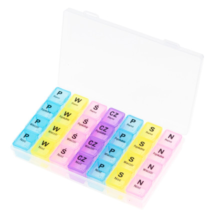 TG71403 POJEMNIK KASETKA NA LEKI TABLETKI PUDEŁKO ORGANIZER 7 DNI TYDZIEŃ 4 PORY DNIA