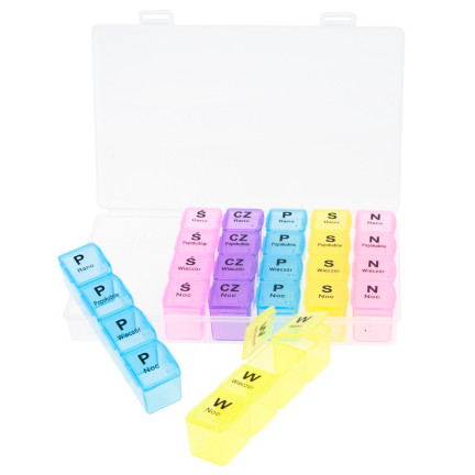 TG71403 POJEMNIK KASETKA NA LEKI TABLETKI PUDEŁKO ORGANIZER 7 DNI TYDZIEŃ 4 PORY DNIA