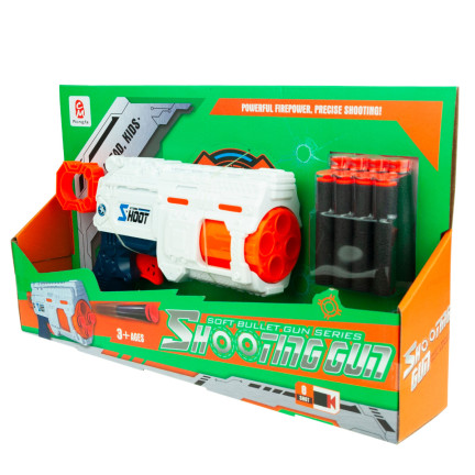 TG72953 PISTOLET WYRZUTNIA STRZAŁEK NA PIANKOWE STRZAŁKI + 8 NABOI NABOJE NERF