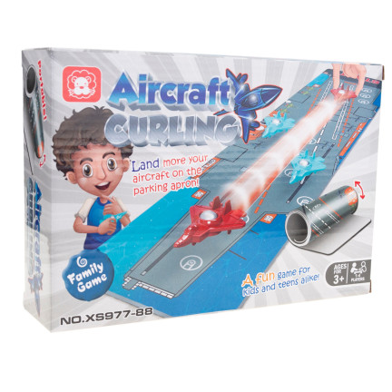 TG72958 RODZINNA GRA ZRĘCZNOŚCIOWA MINI CURLING MATA + 6 SAMOLOTÓW WYŚCIGI
