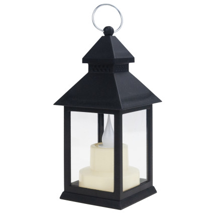 TG73372-2 LAMPION LATARENKA LED LATARNIA ZE ŚWIECZKĄ NA BATERIE CZARNY RUCHOMY PŁOMIEŃ