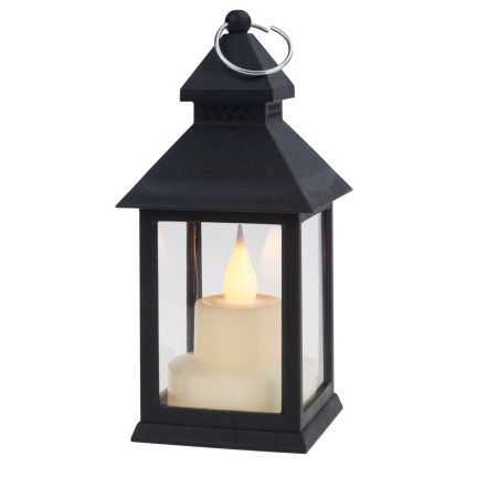 TG73372-2 LAMPION LATARENKA LED LATARNIA ZE ŚWIECZKĄ NA BATERIE CZARNY RUCHOMY PŁOMIEŃ