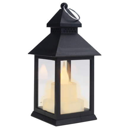 TG73372-2 LAMPION LATARENKA LED LATARNIA ZE ŚWIECZKĄ NA BATERIE CZARNY RUCHOMY PŁOMIEŃ