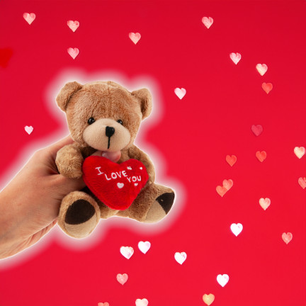 TG75260  BRĄZOWY MIŚ WALENTYNKI MIKOŁAJKI SERCE I LOVE YOU PLUSZAK