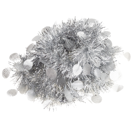 TG76142-1 ŁAŃCUCH CHOINKOWY SZNUR GIRLANDA ŚWIĄTECZNA SREBRNY Z OZDOBAMI