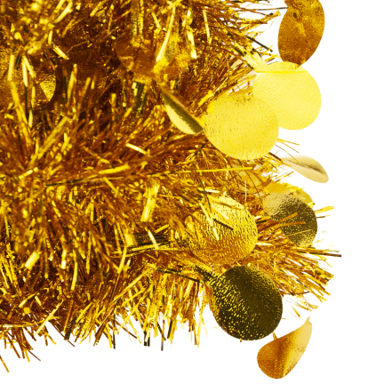 TG76142-2 ŁAŃCUCH CHOINKOWY SZNUR GIRLANDA ŚWIĄTECZNA ZŁOTY Z OZDOBAMI