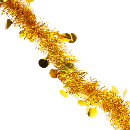 TG76142-2 ŁAŃCUCH CHOINKOWY SZNUR GIRLANDA ŚWIĄTECZNA ZŁOTY Z OZDOBAMI
