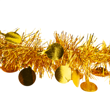 TG76142-2 ŁAŃCUCH CHOINKOWY SZNUR GIRLANDA ŚWIĄTECZNA ZŁOTY Z OZDOBAMI