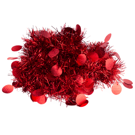 TG76142-3 ŁAŃCUCH CHOINKOWY SZNUR GIRLANDA ŚWIĄTECZNA CZERWONY Z OZDOBAMI