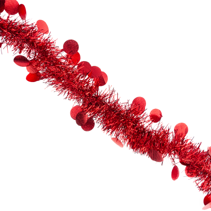 TG76142-3 ŁAŃCUCH CHOINKOWY SZNUR GIRLANDA ŚWIĄTECZNA CZERWONY Z OZDOBAMI