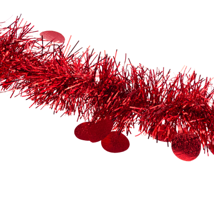 TG76142-3 ŁAŃCUCH CHOINKOWY SZNUR GIRLANDA ŚWIĄTECZNA CZERWONY Z OZDOBAMI