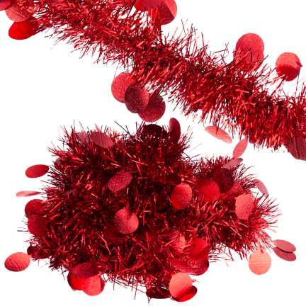 TG76142-3 ŁAŃCUCH CHOINKOWY SZNUR GIRLANDA ŚWIĄTECZNA CZERWONY Z OZDOBAMI