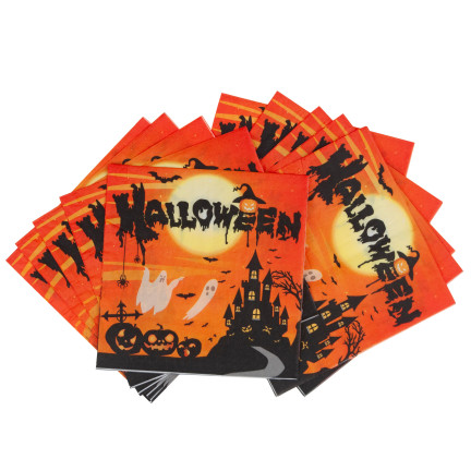 TG76537 SERWETKI HALLOWEEN 10SZT PAPIEROWE NA IMPREZĘ POMARAŃCZOWE DUCHY