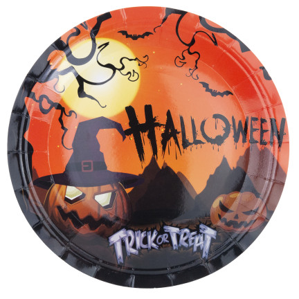 TG76538 TALERZYKI HALLOWEEN TALERZ MAŁY 10SZT PAPIEROWE JEDNORAZOWE DYNIE STRASZNE IMPREZA
