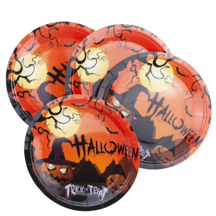 TG76538 TALERZYKI HALLOWEEN TALERZ MAŁY 10SZT PAPIEROWE JEDNORAZOWE DYNIE STRASZNE IMPREZA