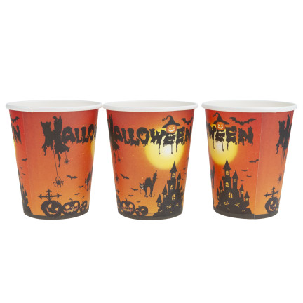 TG76539 KUBKI HALLOWEEN 10SZT KUBECZKI PAPIEROWE JEDNORAZOWE DYNIA KOT IMPREZA