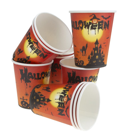 TG76539 KUBKI HALLOWEEN 10SZT KUBECZKI PAPIEROWE JEDNORAZOWE DYNIA KOT IMPREZA