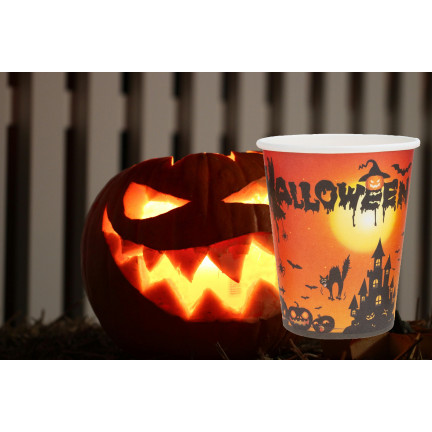 TG76539 KUBKI HALLOWEEN 10SZT KUBECZKI PAPIEROWE JEDNORAZOWE DYNIA KOT IMPREZA