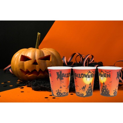 TG76539 KUBKI HALLOWEEN 10SZT KUBECZKI PAPIEROWE JEDNORAZOWE DYNIA KOT IMPREZA