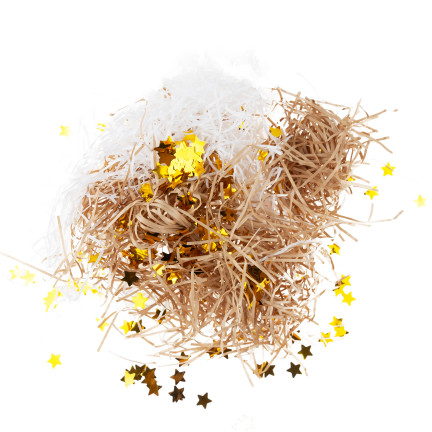 Wypełniacz do prezentów, sianko, sizal, ozdoba, z gwiazdkami, eko, 30g