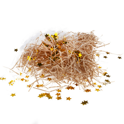 Wypełniacz do prezentów, sianko, sizal, ozdoba, z gwiazdkami, eko, 30g