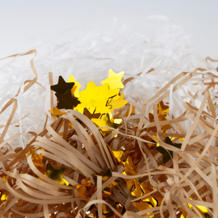 Wypełniacz do prezentów, sianko, sizal, ozdoba, z gwiazdkami, eko, 30g