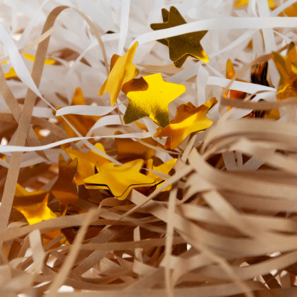 Wypełniacz do prezentów, sianko, sizal, ozdoba, z gwiazdkami, eko, 30g