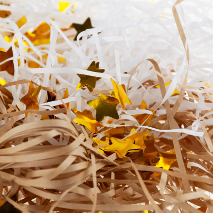 Wypełniacz do prezentów, sianko, sizal, ozdoba, z gwiazdkami, eko, 30g