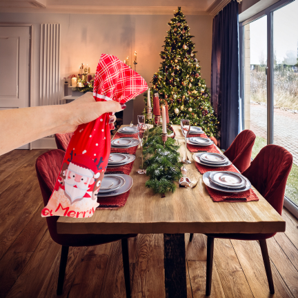 TG78760 POKROWIEC NA BUTELKĘ WORECZEK OPAKOWANIE ETUI ŚWIĄTECZNE MIKOŁAJKI