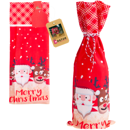 TG78760 POKROWIEC NA BUTELKĘ WORECZEK OPAKOWANIE ETUI ŚWIĄTECZNE MIKOŁAJKI