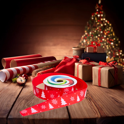 TG78795-2 WSTĄŻKA ŚWIĄTECZNA TASIEMKA KOKARDKA RENIFER PAKOWANIE  PREZENTU