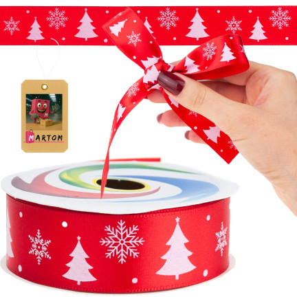 TG78795-2 WSTĄŻKA ŚWIĄTECZNA TASIEMKA KOKARDKA RENIFER PAKOWANIE  PREZENTU