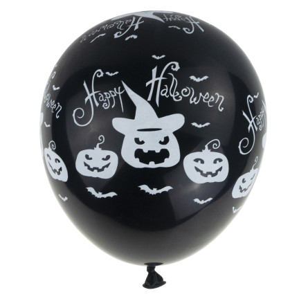 Balony lateksowe, mix kolorów, mix wzorów, z motywem Halloween, z dyniami, zestaw 6szt.