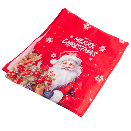 Bieżnik świąteczny, obrus, na stół, z Mikołajem, czerwony, 180x33cm