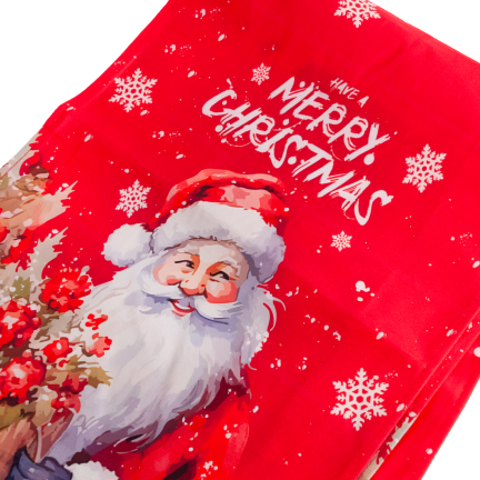 Bieżnik świąteczny, obrus, na stół, z Mikołajem, czerwony, 180x33cm